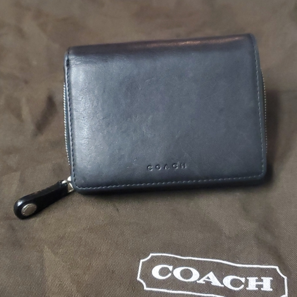 Black leather coach wallet